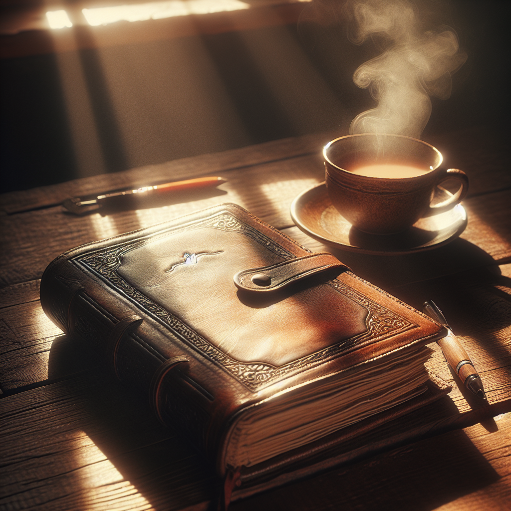 A closed journal on a table in warm sunlight, symbolizing privacy and personal boundaries.